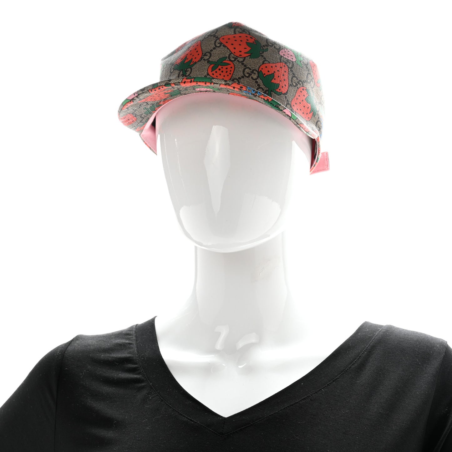 GG Supreme Monogram Strawberry Baseball Hat M Beige