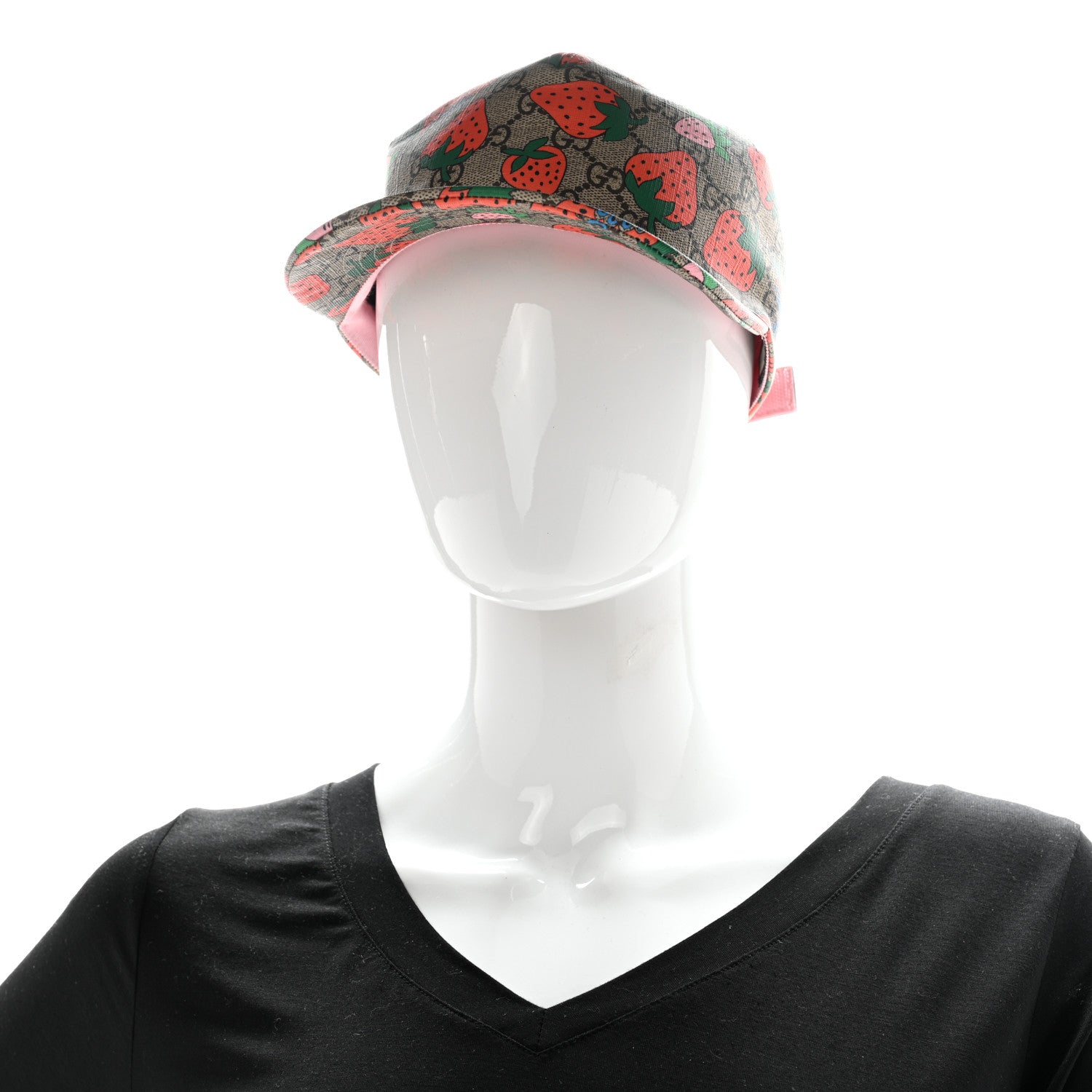 Gucci GG Supreme Monogram Strawberry Baseball Hat M Beige 1 of 20
