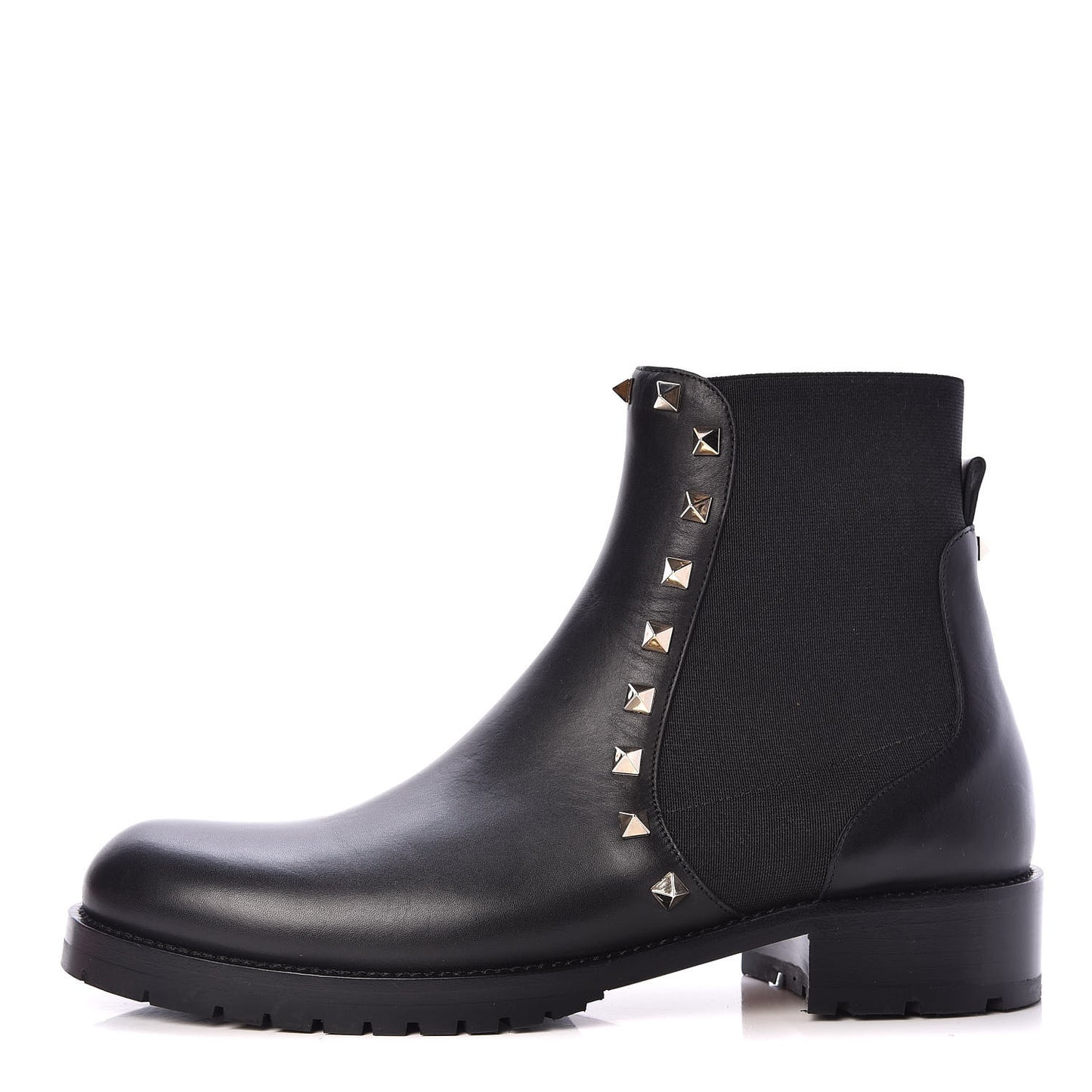 Calfskin Rockstud Beatle Chelsea 20mm Ankle Boots 39 Black