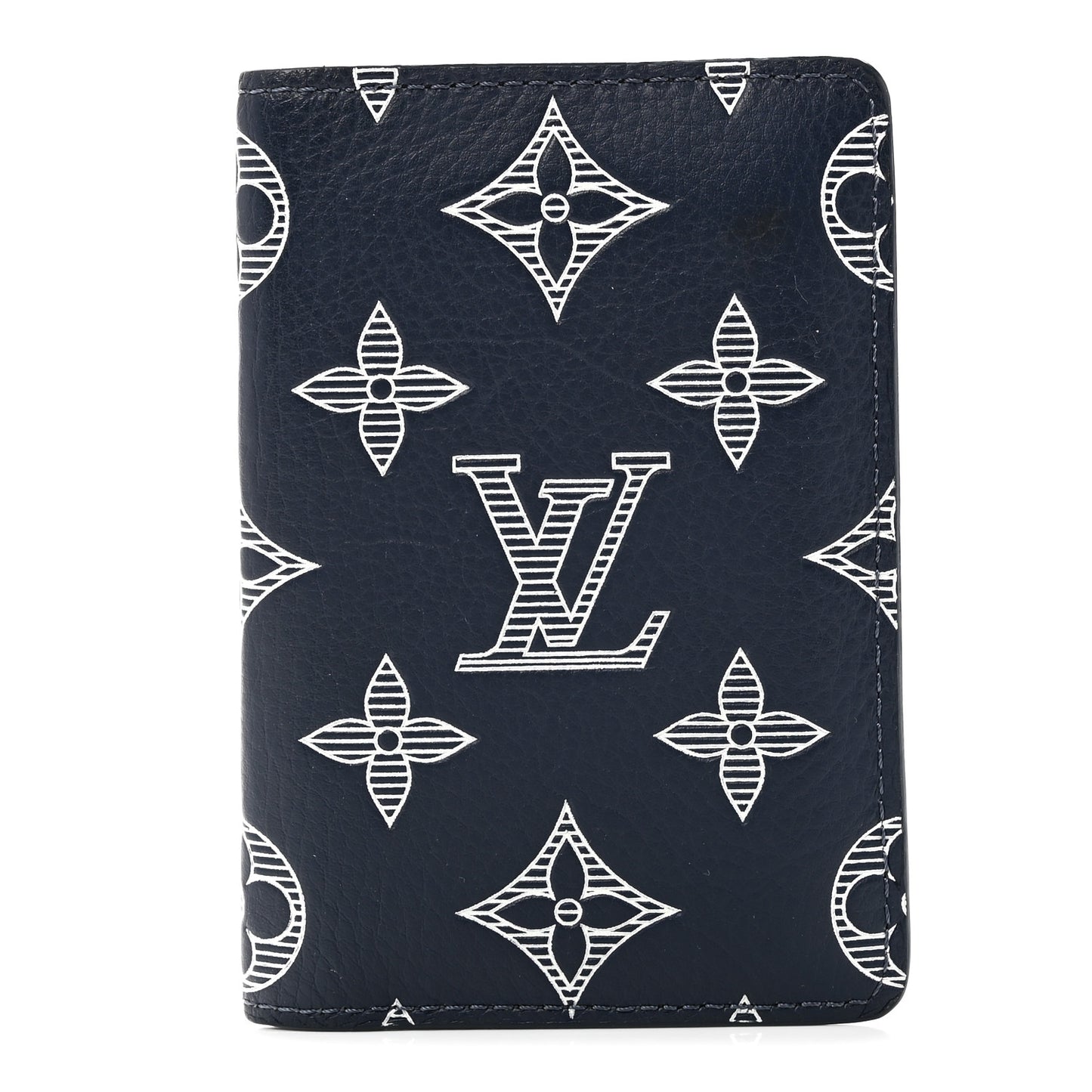 Calfskin Monogram Shadow Pocket Organizer Navy Blue White