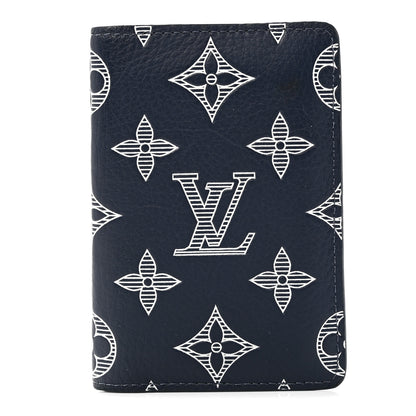 Louis Vuitton Calfskin Monogram Shadow Pocket Organizer Navy Blue White 1 of 7