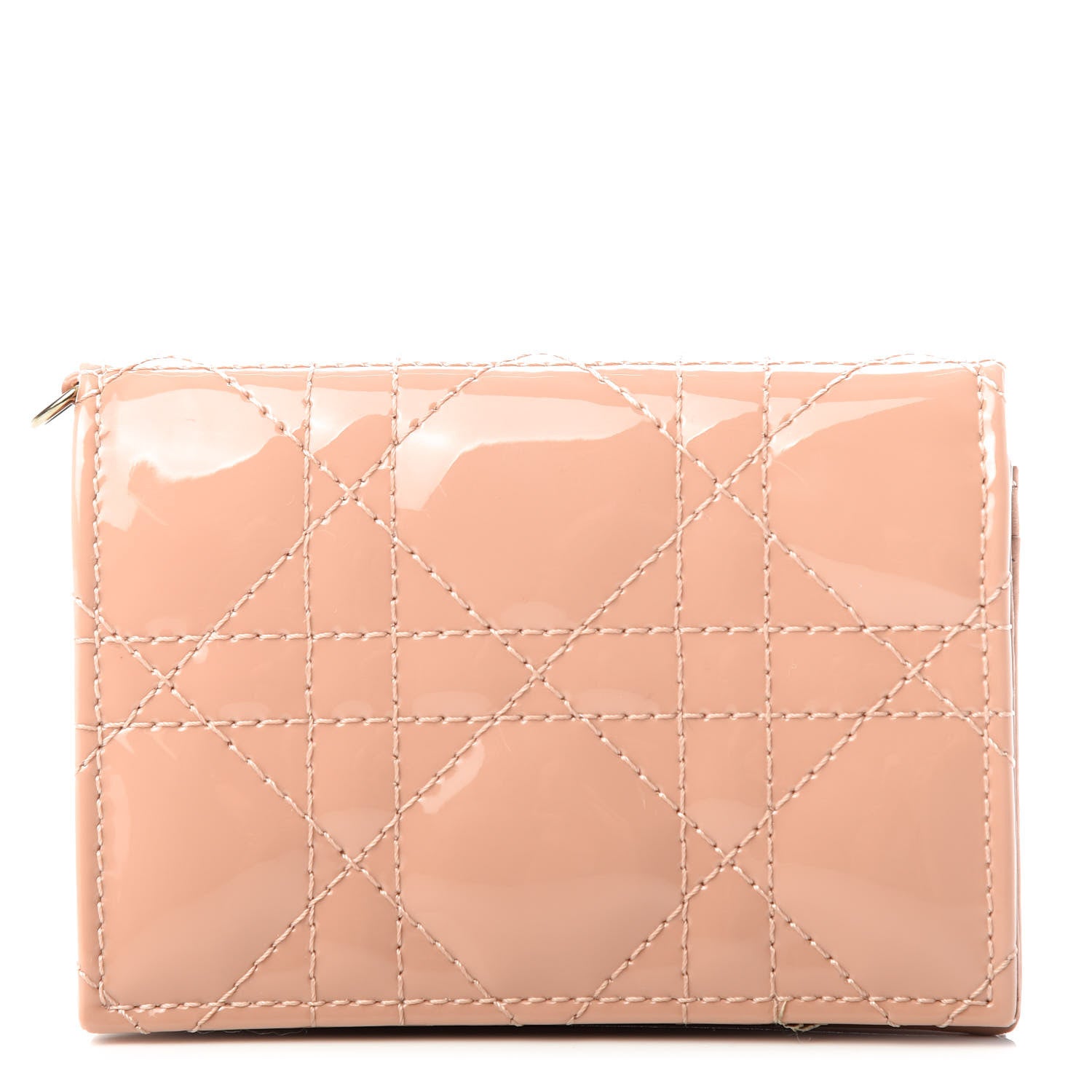 Christian Dior Patent Cannage Small Lady Dior Flap Card Holder Rose De Vents 1 of 9