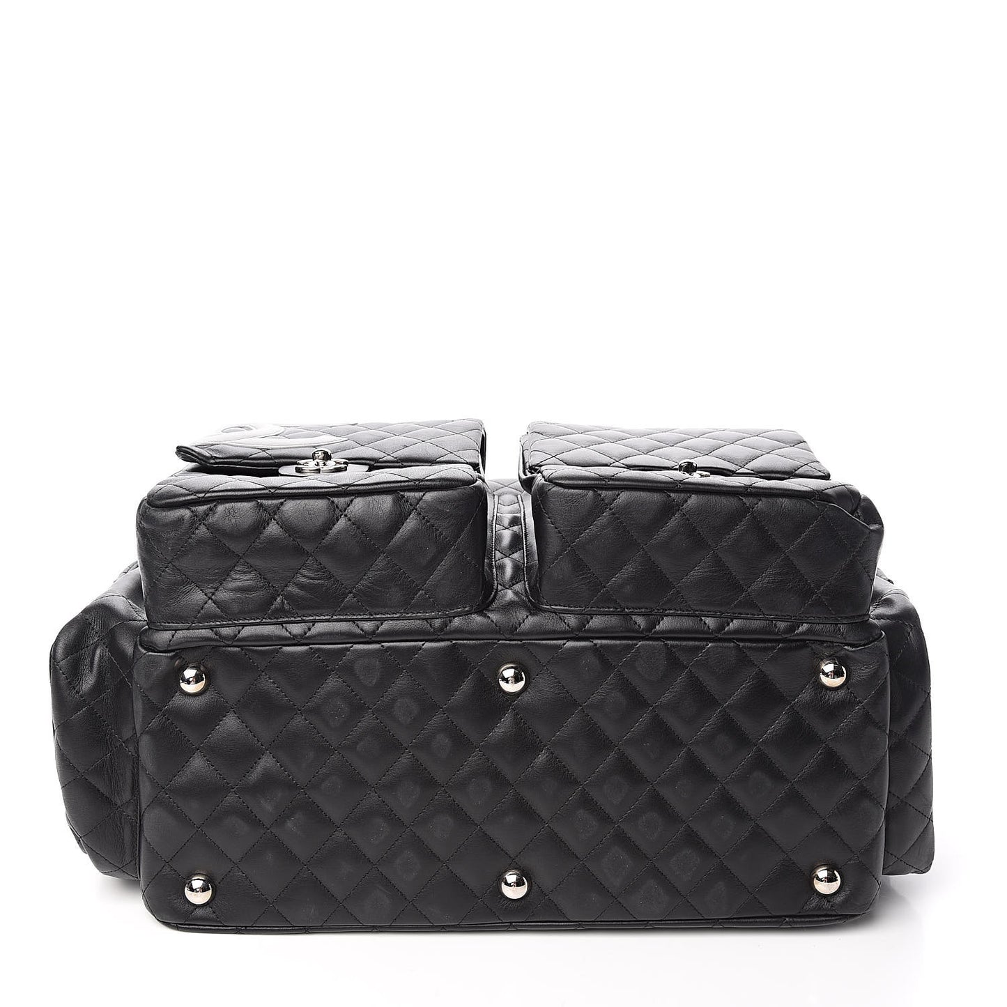 Calfskin Quilted XL Cambon Multipocket Reporter Black White