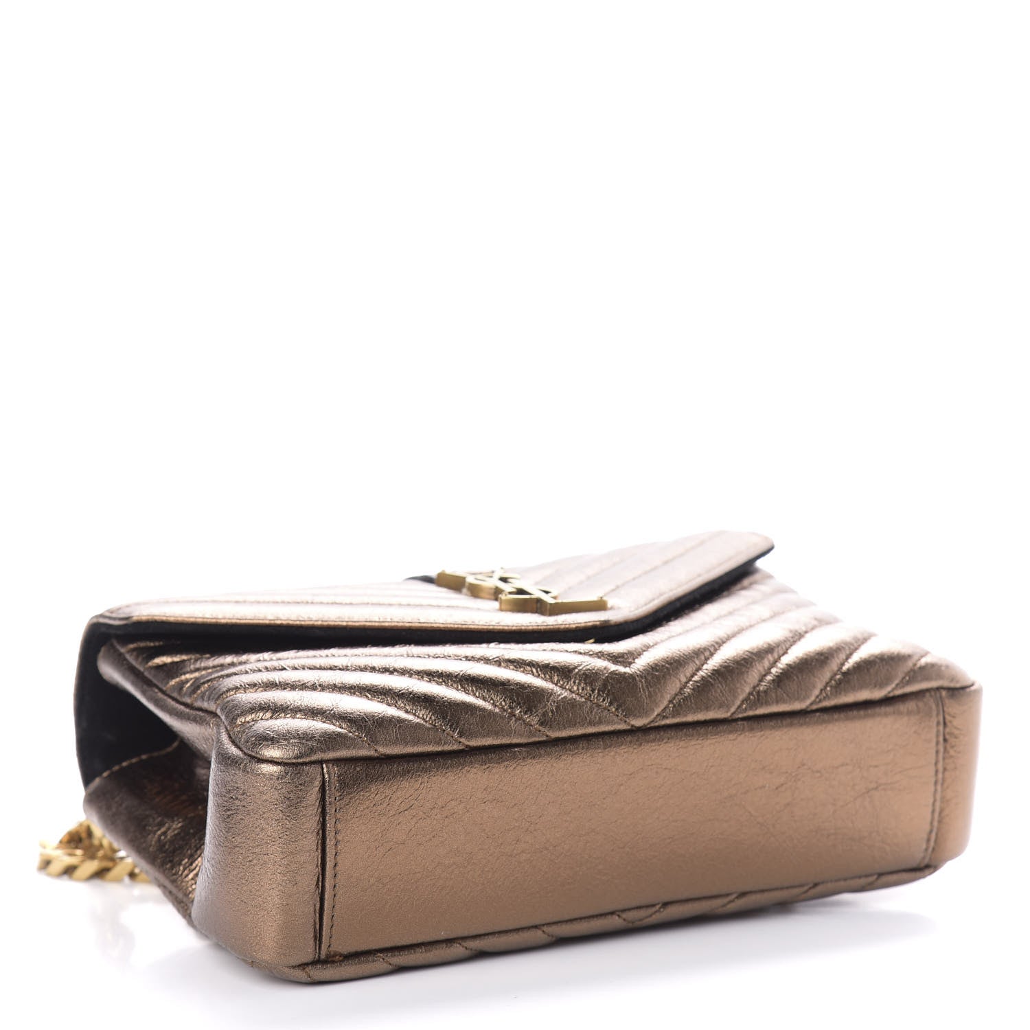 Saint Laurent Metallic Calfskin Matelasse Chevron Monogram Medium College Bag Bronze 4 of 8