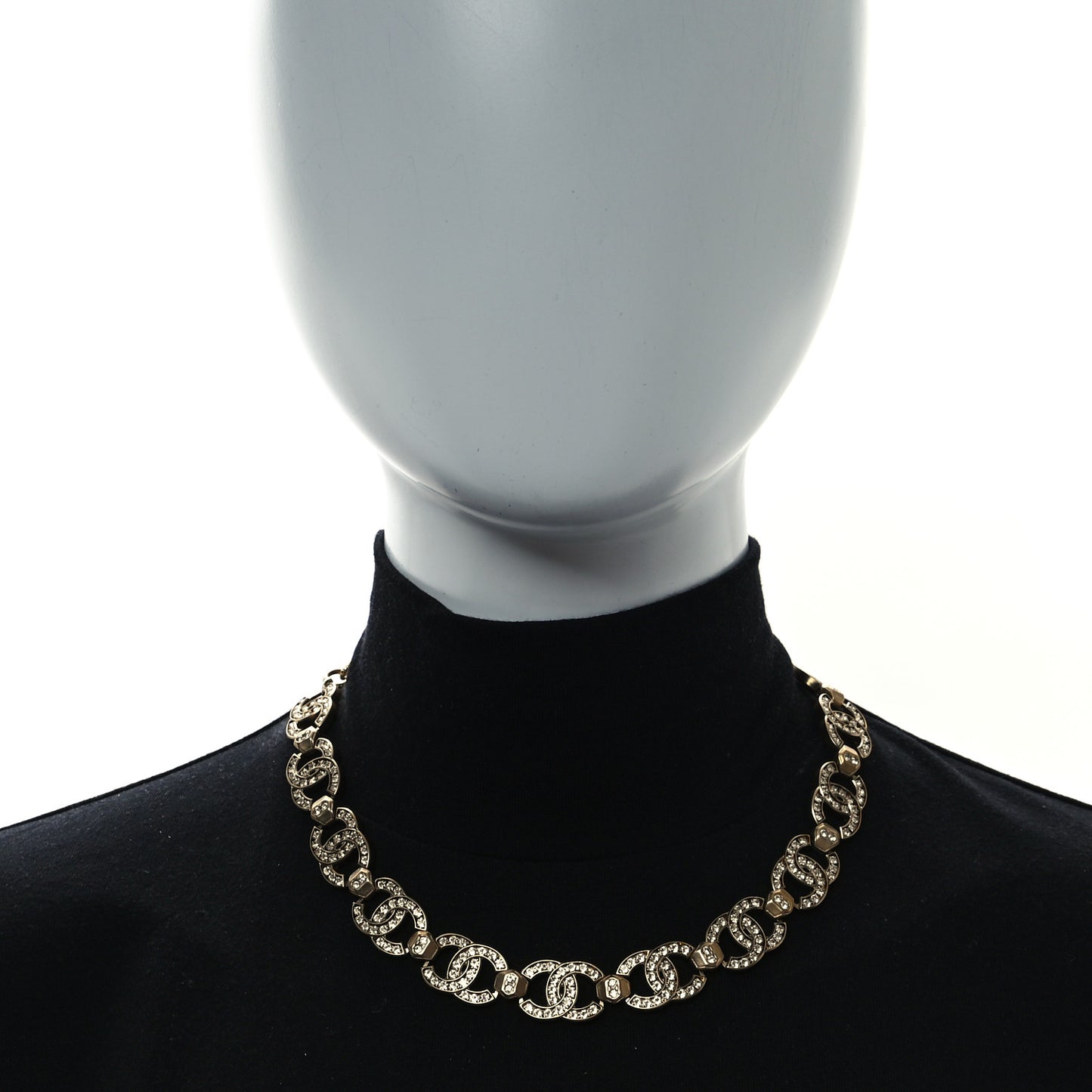 Crystal CC Link Chain Choker  Gold