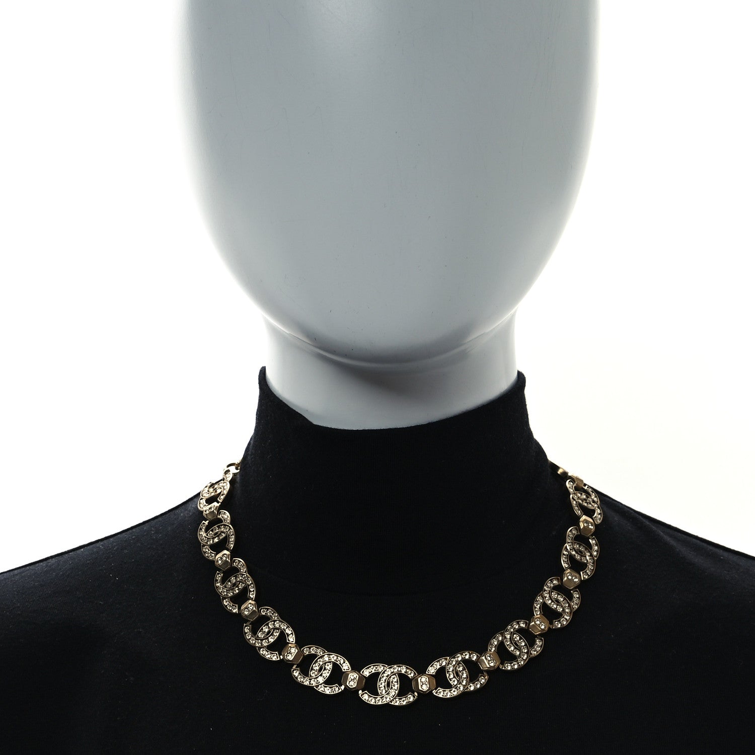 Chanel Crystal CC Link Chain Choker  Gold 2 of 6