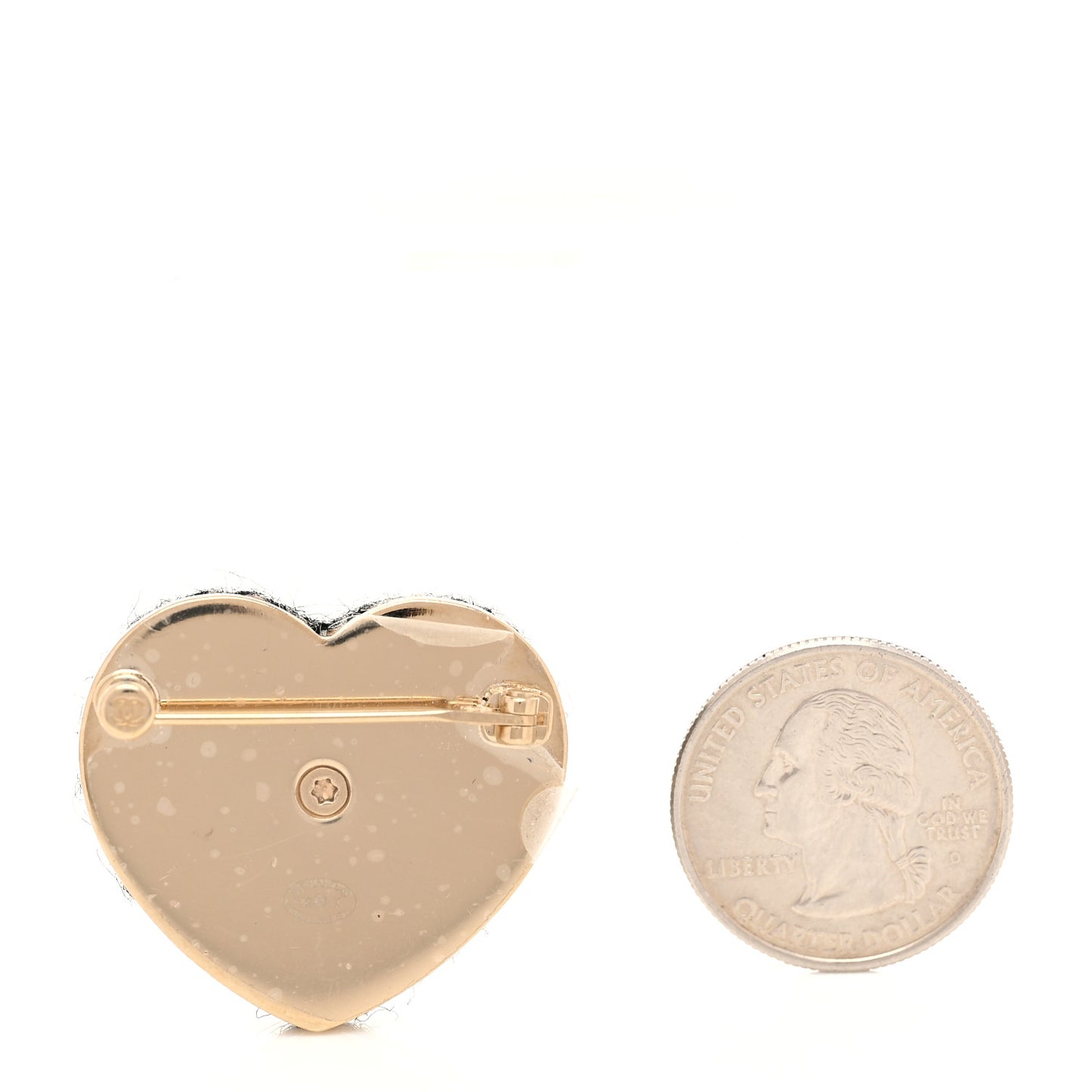 Tweed CC Heart Brooch Ivory Black Gold