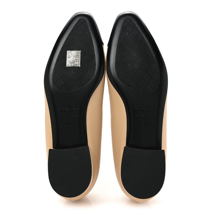 Chanel Lambskin Cap Toe CC Uniform Ballerina Flats 40 Beige Black 5 of 12
