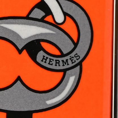 Hermes Stainless Steel Enamel Printed Illusion Key Ring Orange Poppy 3 of 4