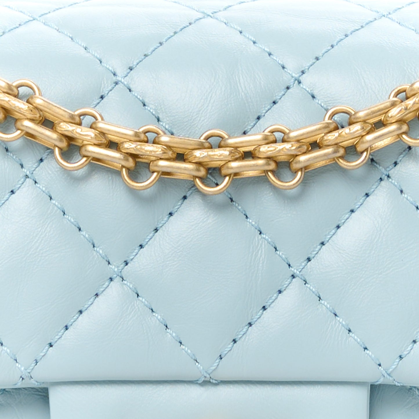Aged Calfskin Quilted 2.55 Reissue Mini Flap Light Blue