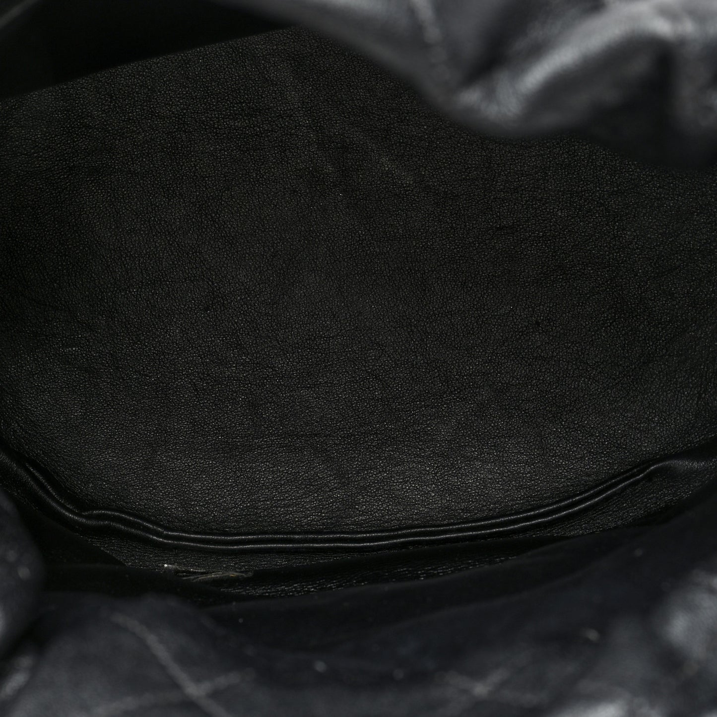 Shiny Lambskin Quilted Small Chain Is More Drawstring Bag Black