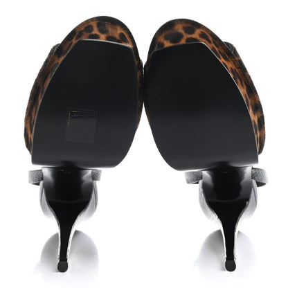 Saint Laurent Pony Hair Leopard Print Tribute 105 Platform Sandals 39 Naturale 5 of 9