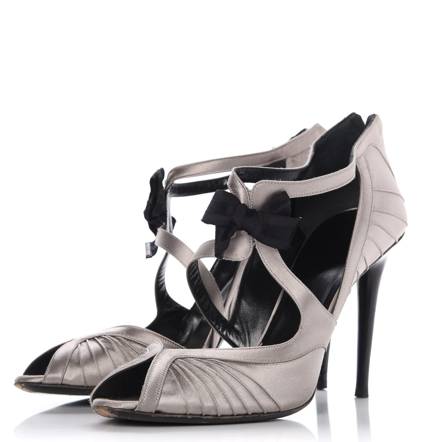 Satin Tessuto Nylon Bow Pumps 11 Argento