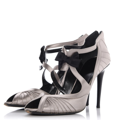 Gucci Satin Tessuto Nylon Bow Pumps 11 Argento 3 of 14