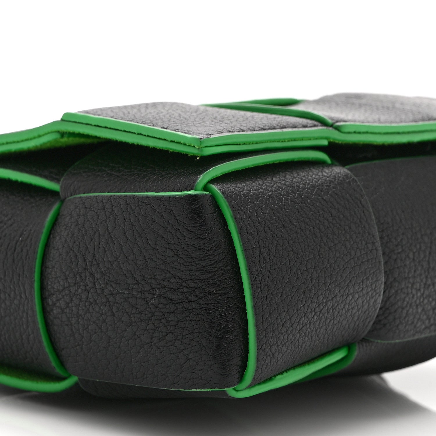 Bottega Veneta Lambskin Maxi Intreccio Candy Cassette Crossbody Bag Black Green 8 of 9