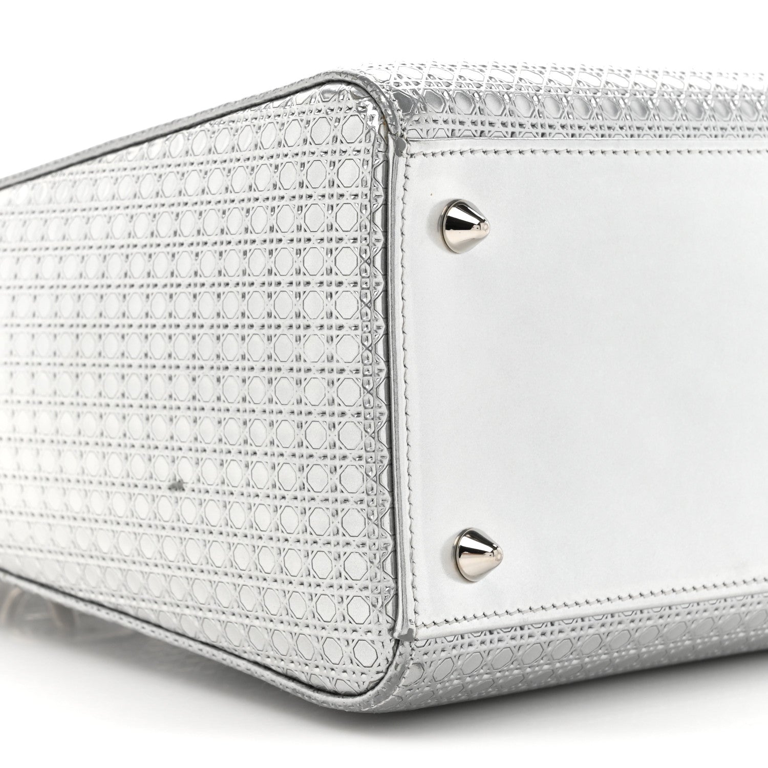 Christian Dior Metallic Patent Micro-Cannage Medium Lady Dior Silver 10 of 18