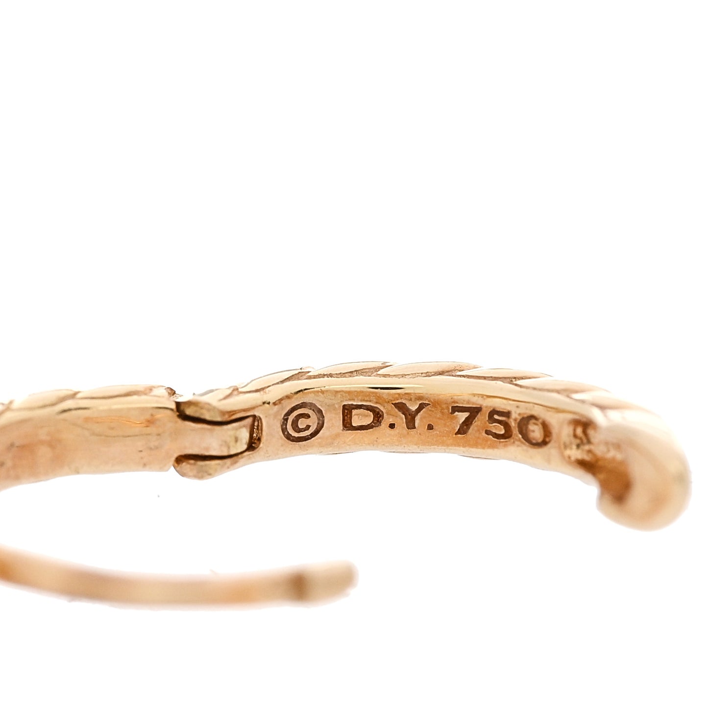 18K Yellow Gold Sculpted Cable Huggie Hoop Earrings