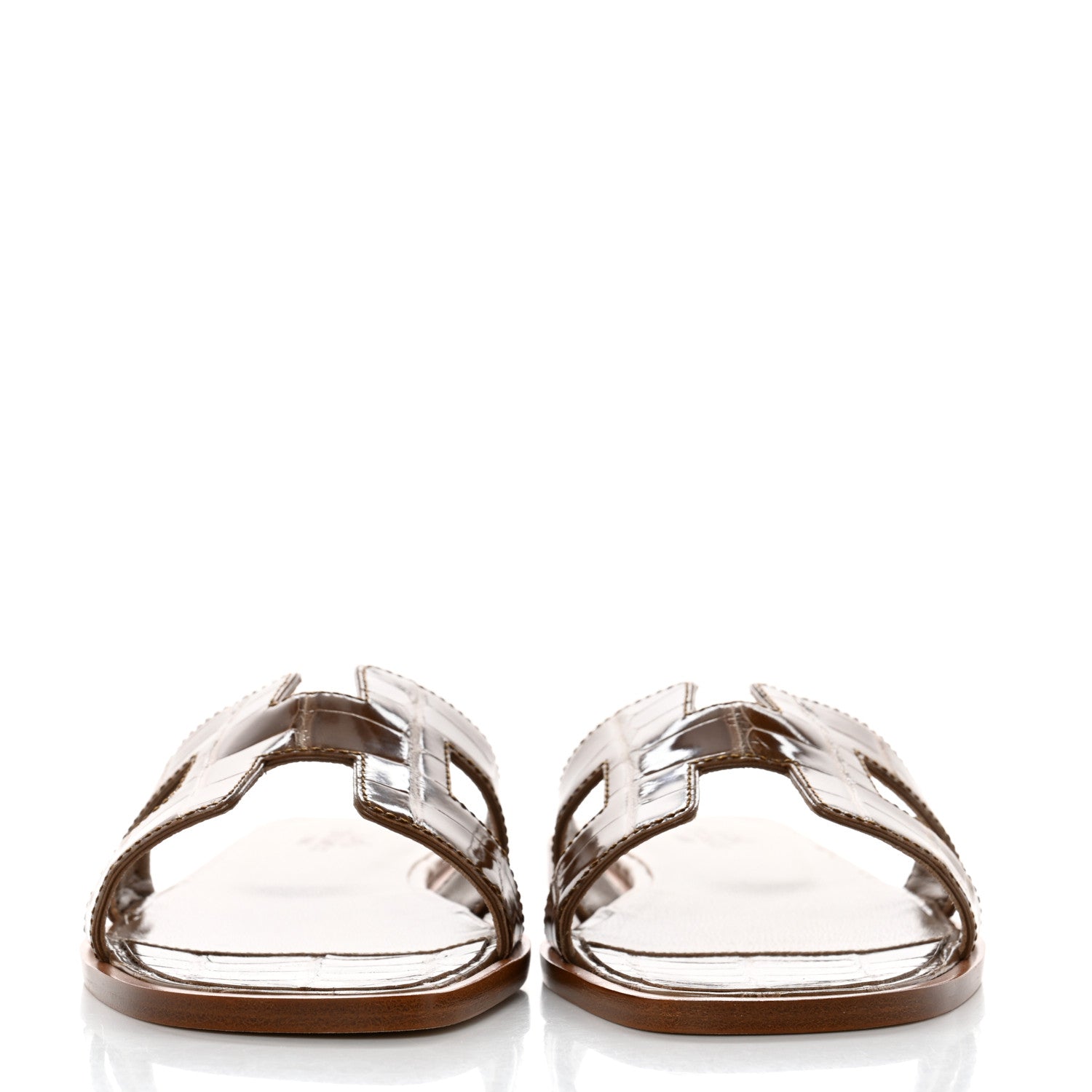 Hermes Shiny Alligator Oran Sandals 35 Ficelle 2 of 9