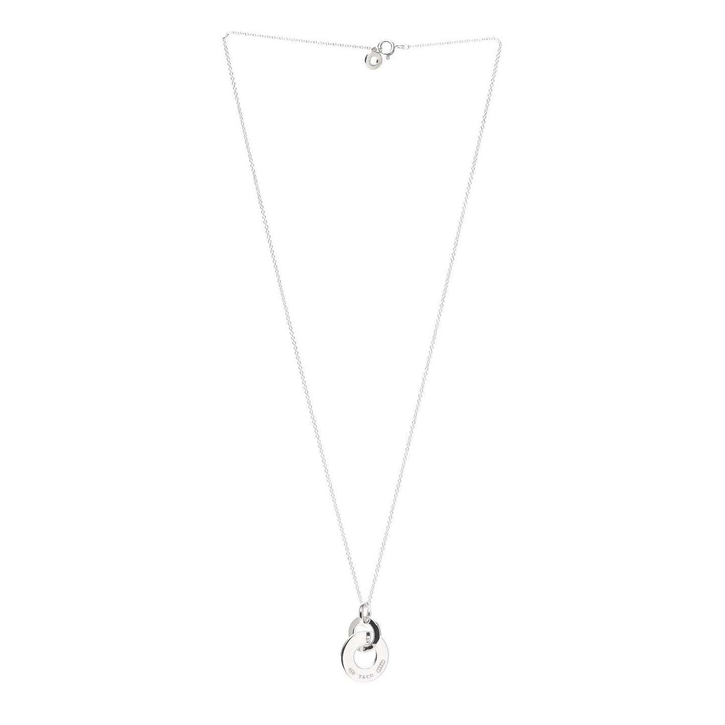 Sterling Silver 1837 Double Interlocking Drop Pendant Necklace