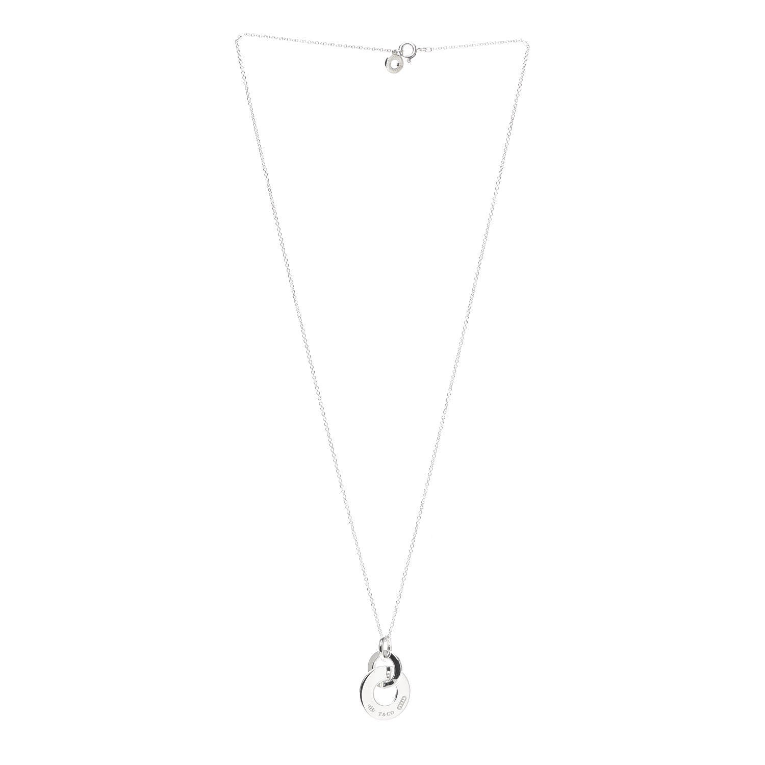 Tiffany Sterling Silver 1837 Double Interlocking Drop Pendant Necklace 3 of 4
