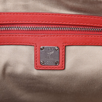 MCM Calfskin Ottomar Monogram Medium Klara Top Zip Tote Red 11 of 12