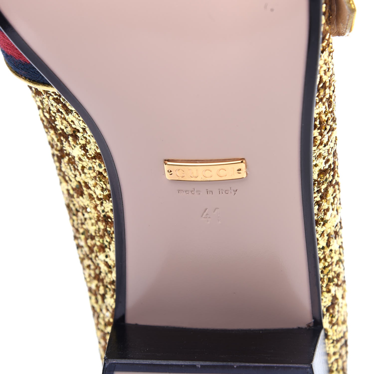 Gucci Glitter Web Peyton Loafers 41 Gold 9 of 12