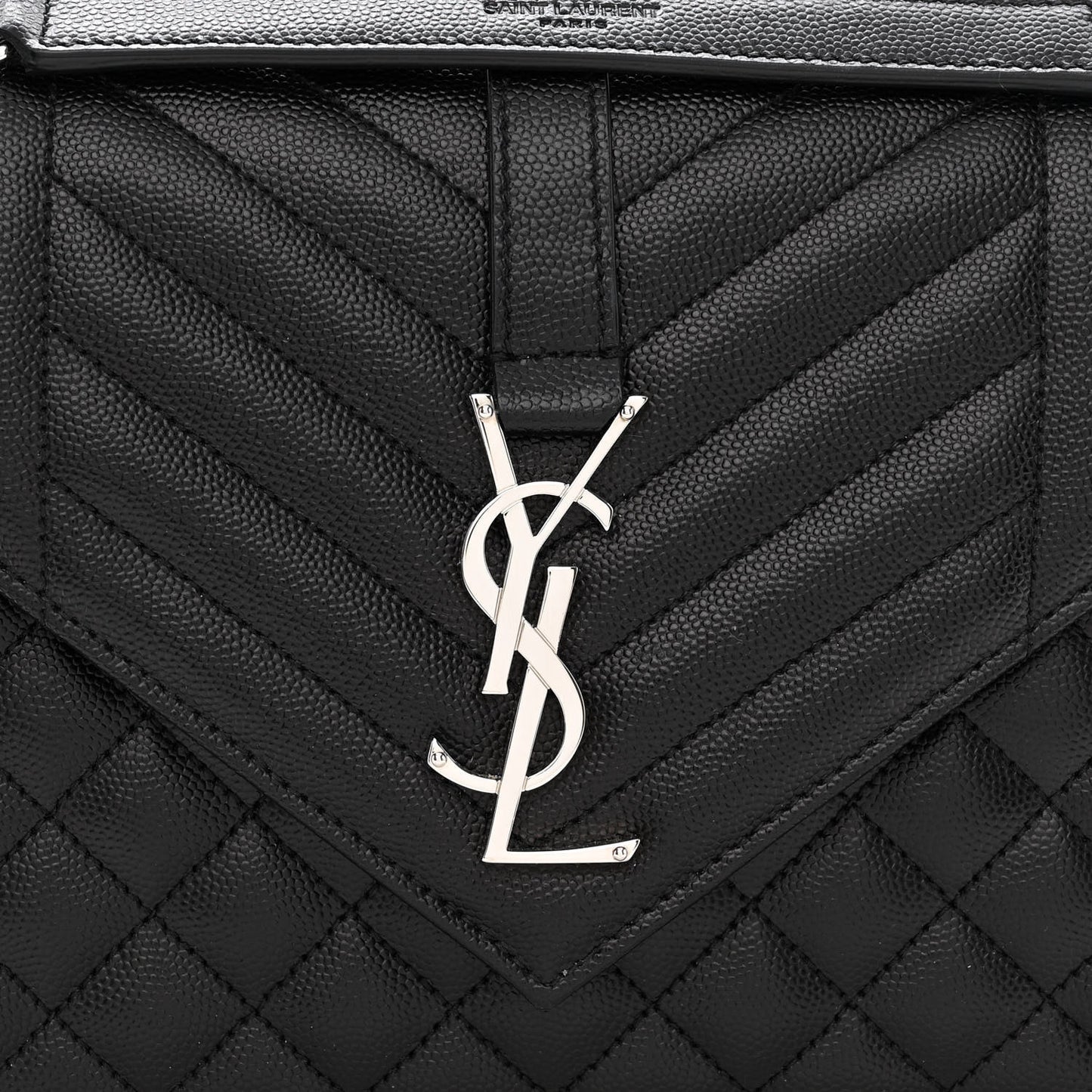 Grain De Poudre Textured Mixed Matelasse Triquilt Medium Monogram Satchel Black