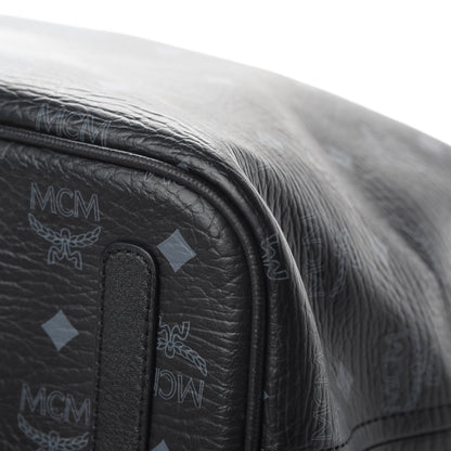 MCM Visetos Studded Medium Bi-Color Shopper Tote Black Cognac 12 of 15