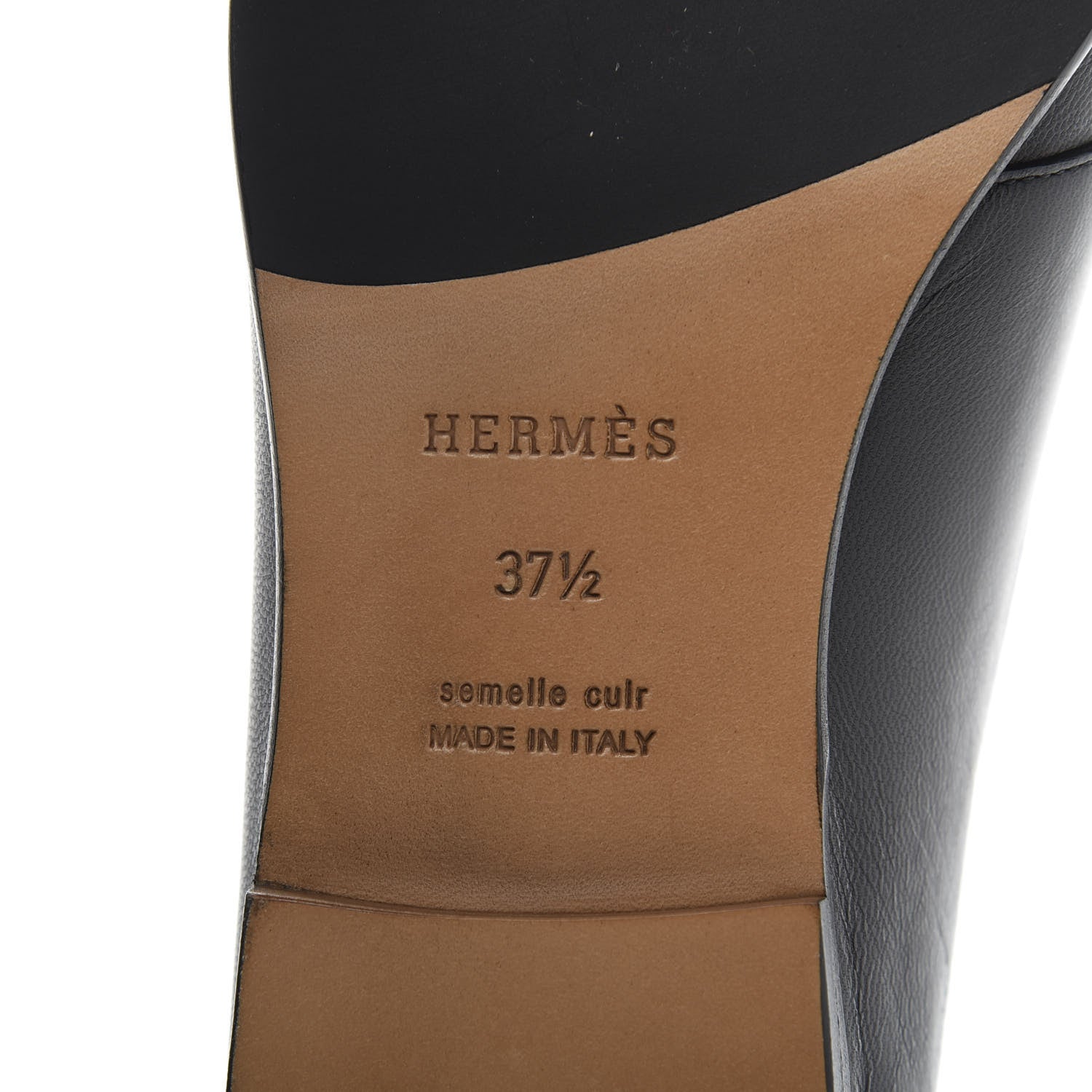 Hermes Goatskin Womens Ancora Moccasin Loafers 37.5 Black 7 of 9