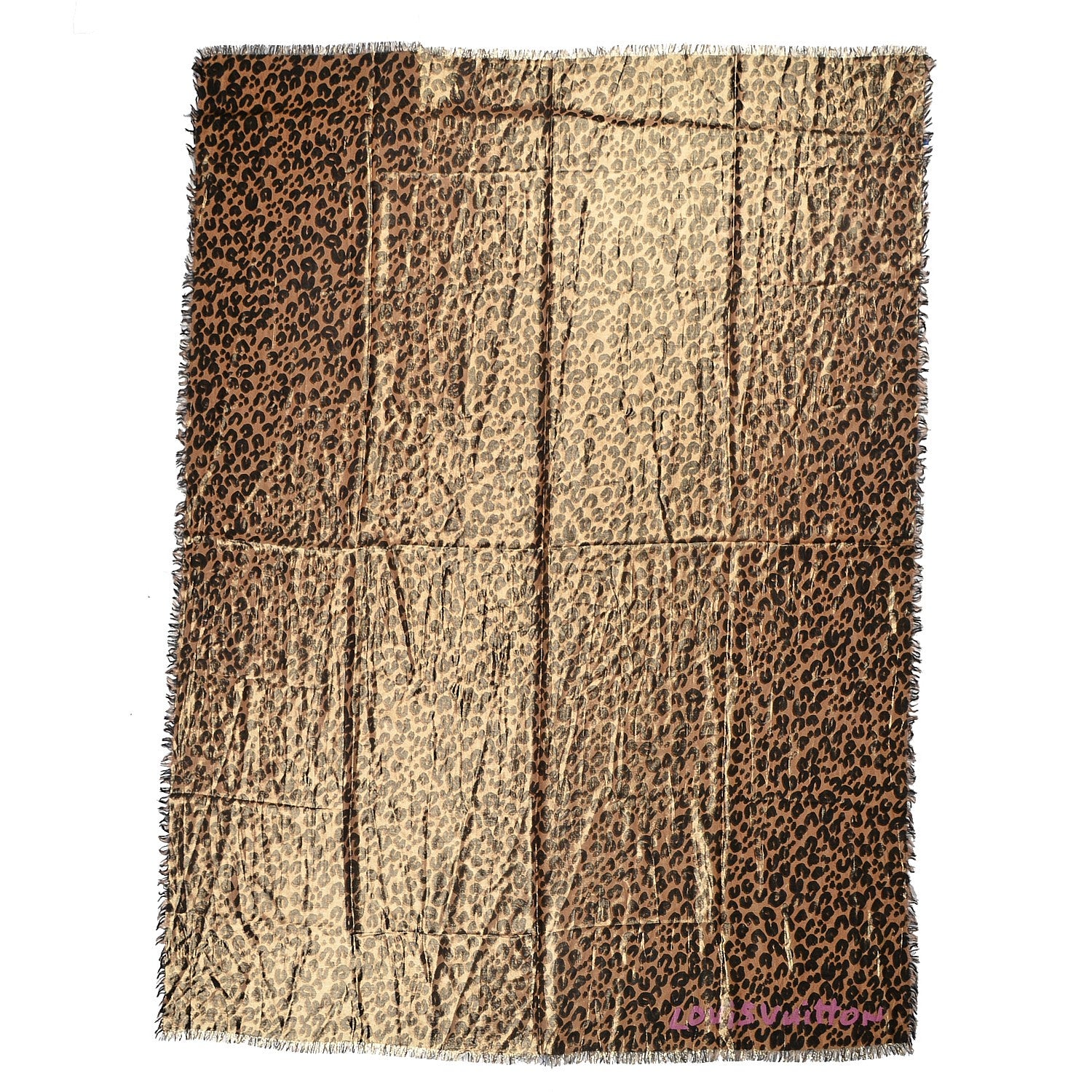 Louis Vuitton Cashmere Silk Leopard Stole Brown 1 of 4