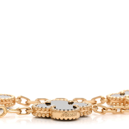 Van Cleef & Arpels 18K Yellow Gold Black Onyx 5 Motifs Vintage Alhambra Bracelet 4 of 5