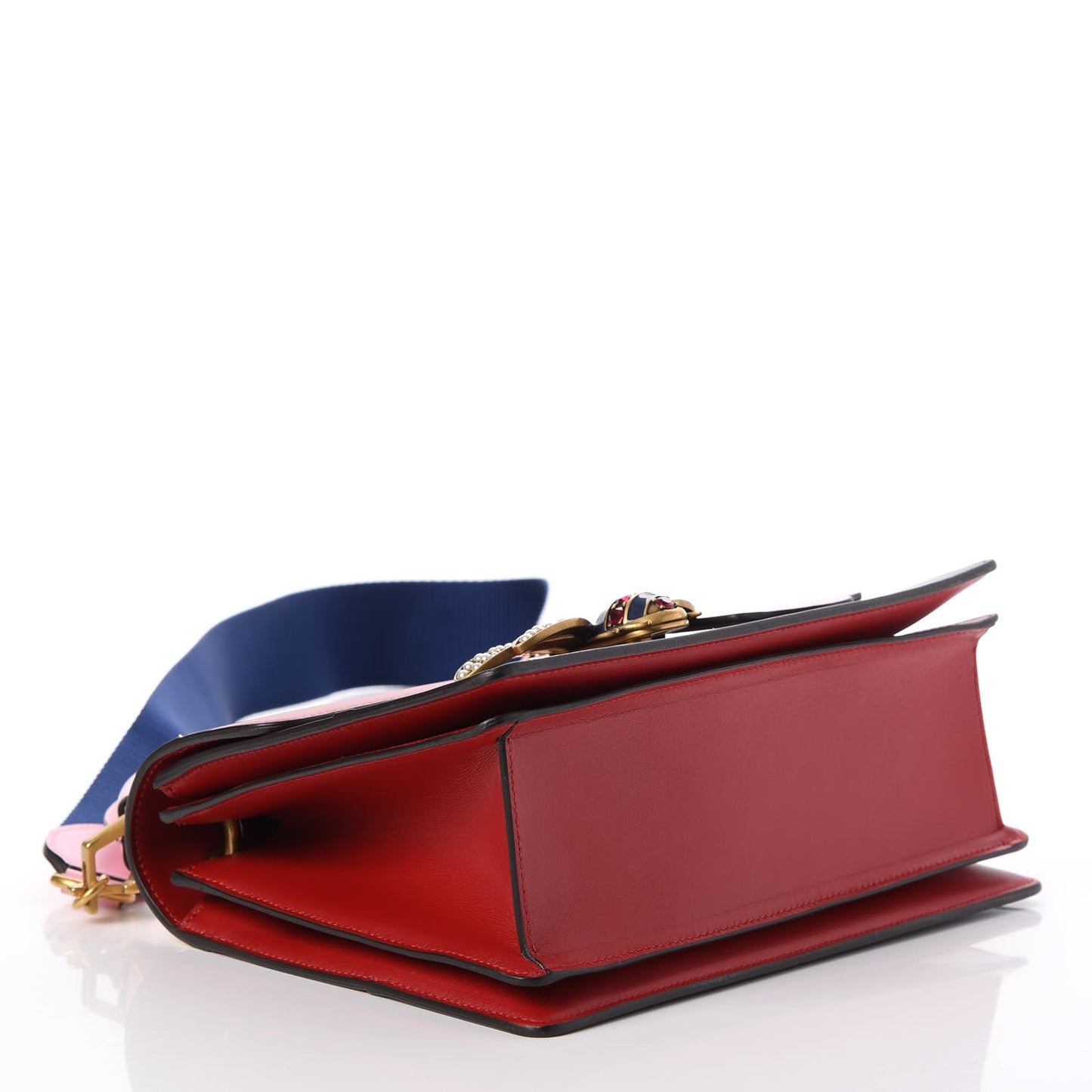 Calfskin Sylvie Web Small Queen Margaret Top Handle Bag Blue Agata Hibiscus Red Mystic White Sugar Pink