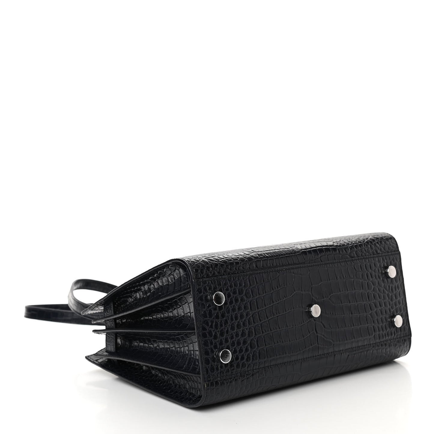 Calfskin Crocodile Embossed Baby Sac De Jour Navy