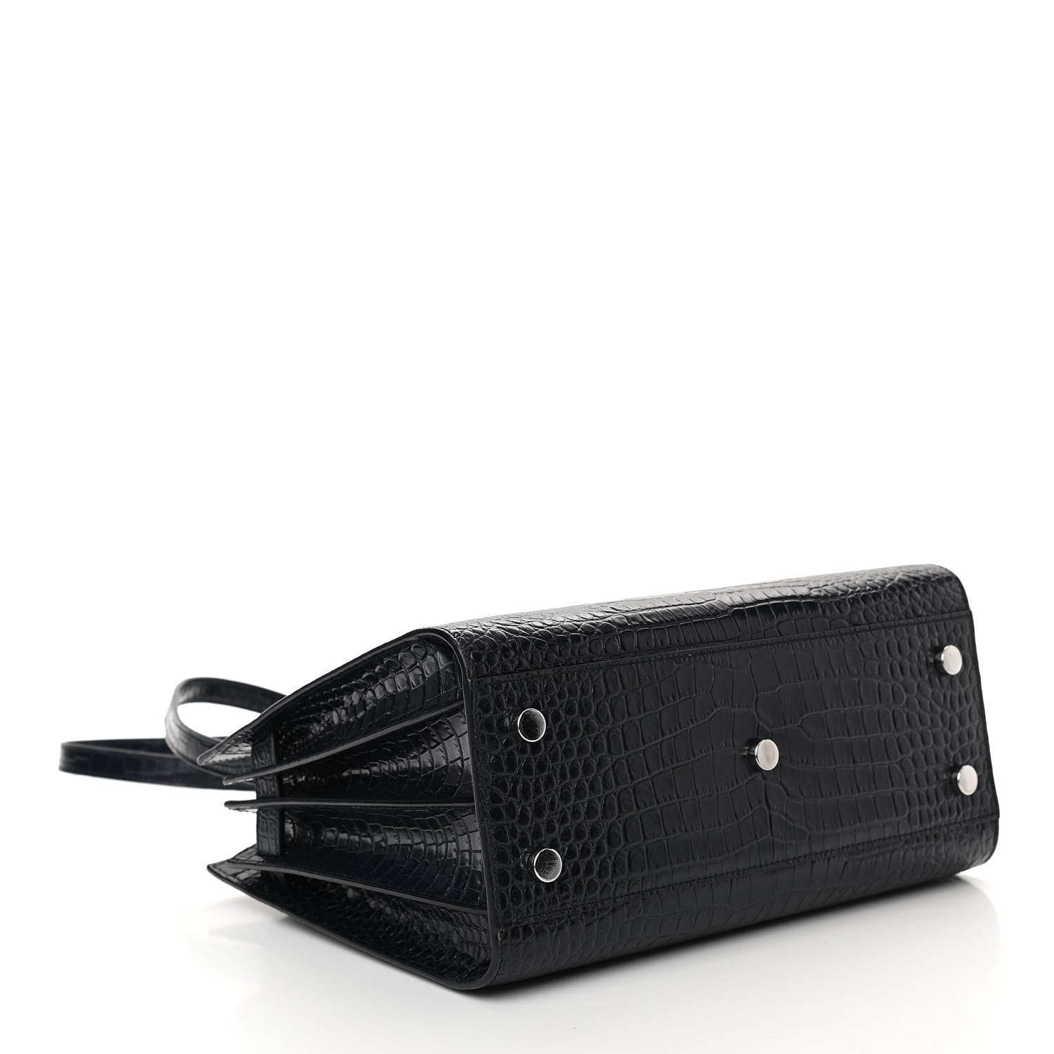 Saint Laurent Calfskin Crocodile Embossed Baby Sac De Jour Navy 4 of 10