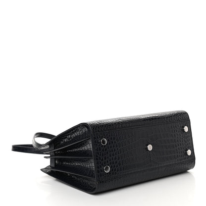 Saint Laurent Calfskin Crocodile Embossed Baby Sac De Jour Navy 4 of 10