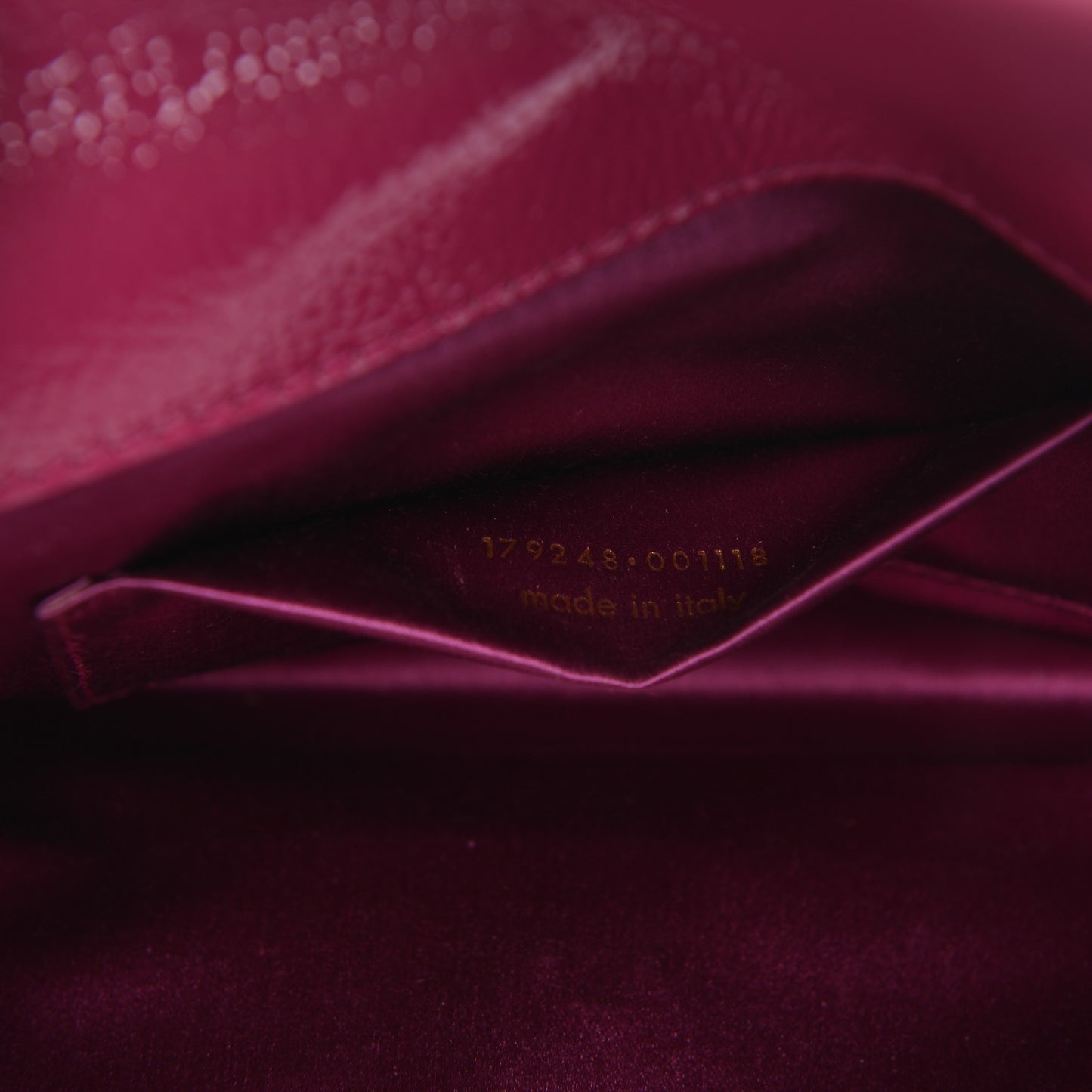 Textured Patent Small Belle De Jour Clutch Fuchsia