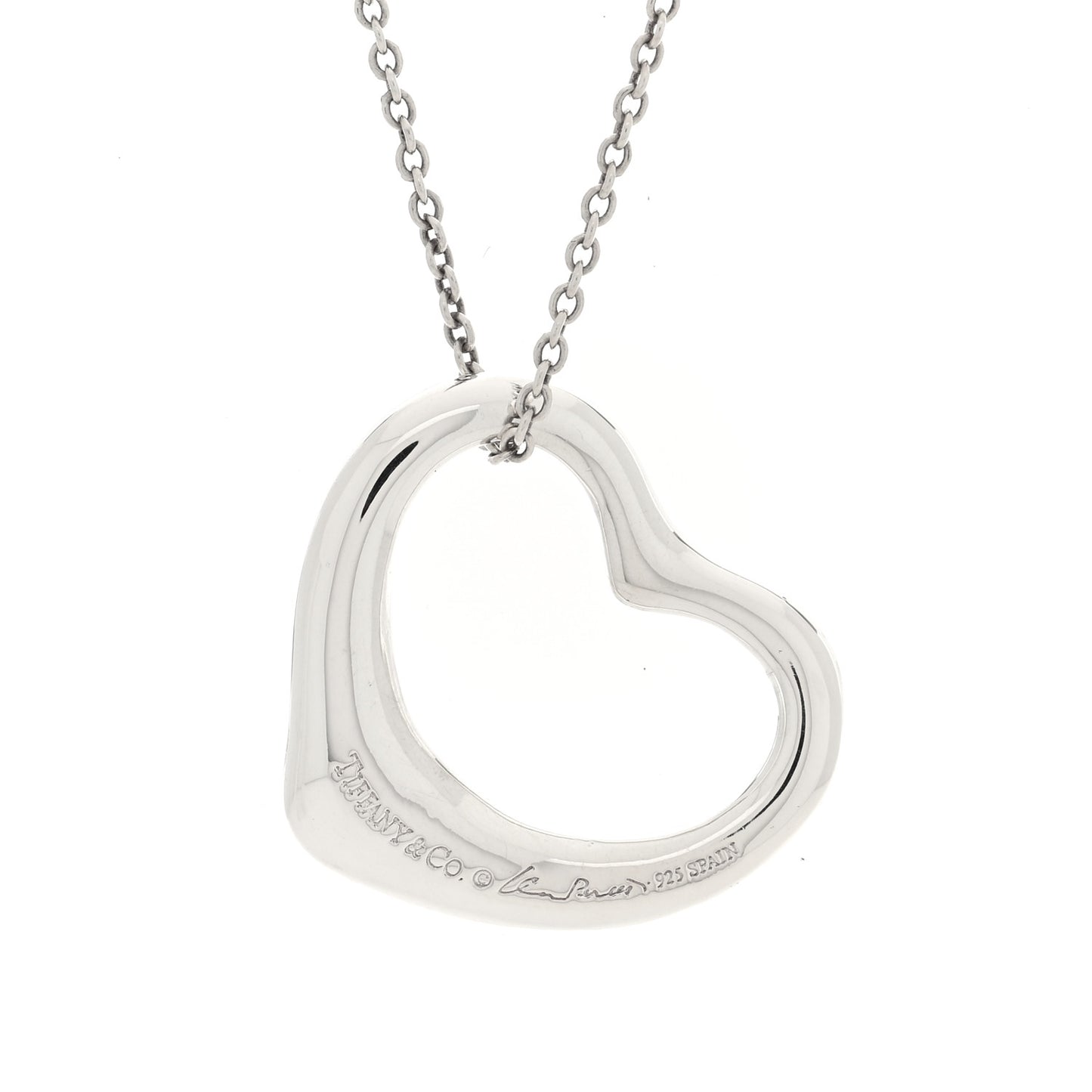 Sterling Silver 27mm Elsa Peretti Open Heart Pendant Necklace