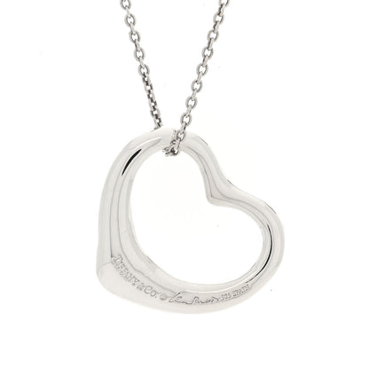 Tiffany Sterling Silver 27mm Elsa Peretti Open Heart Pendant Necklace 4 of 6