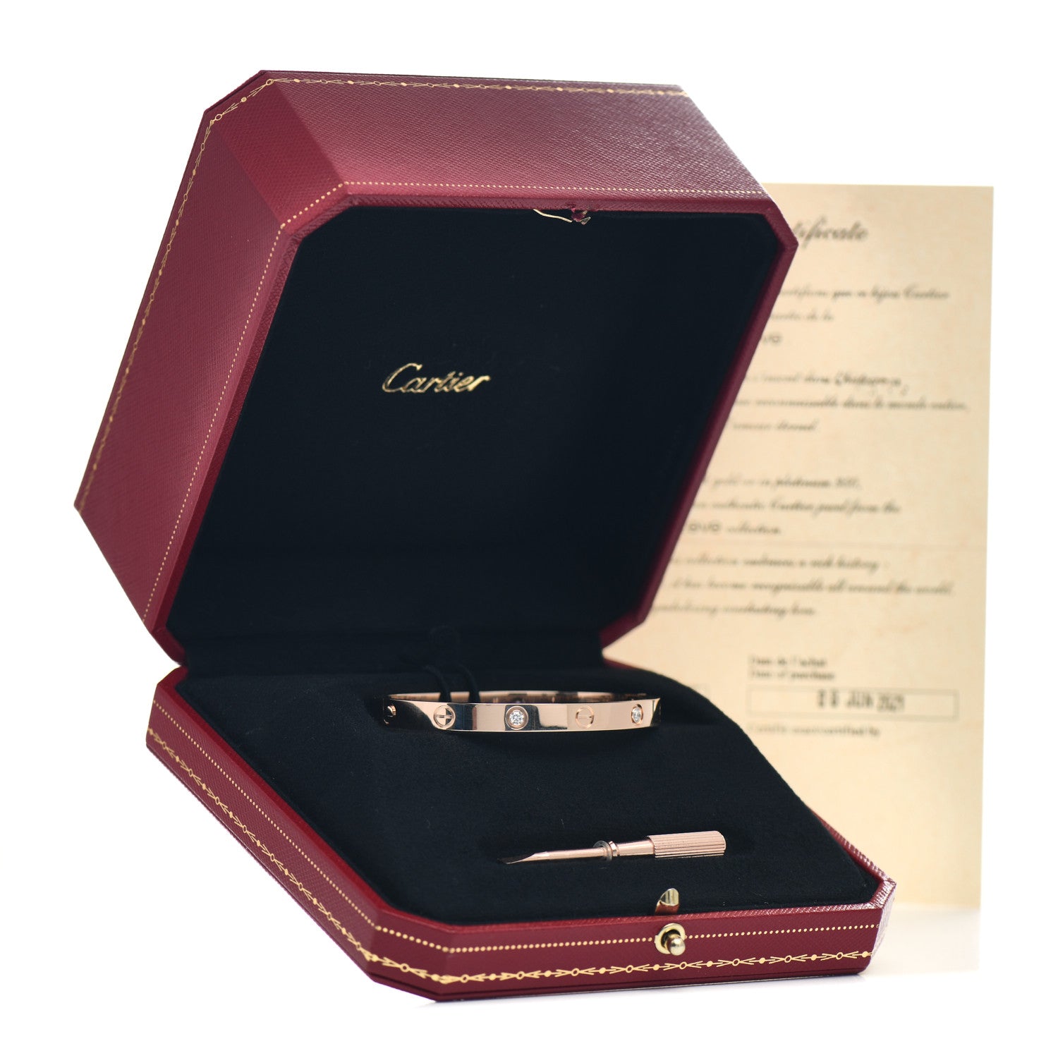 Cartier 18K Pink Gold 4 Diamond LOVE Bracelet 17 6 of 6