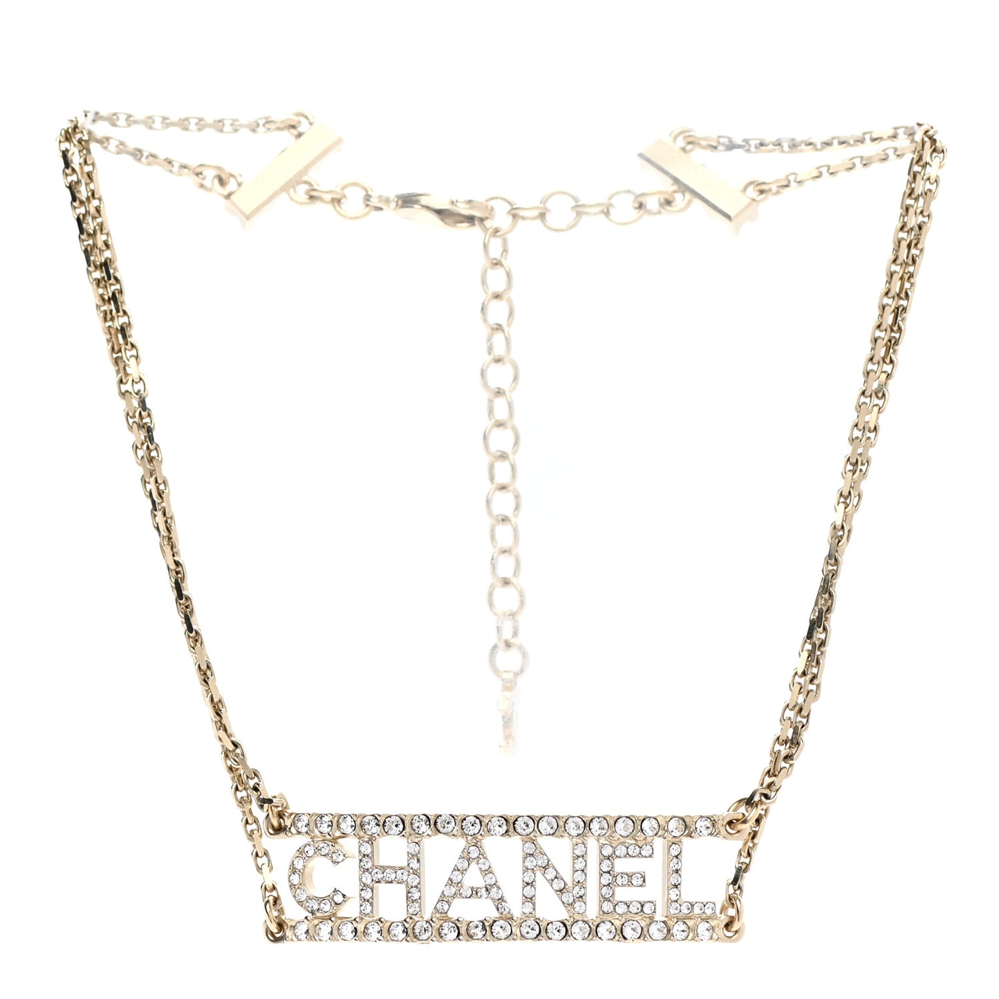 Metal Crystal Logo Choker Necklace Gold