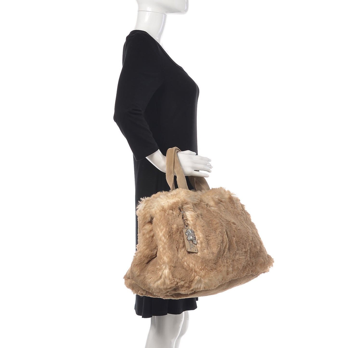 Eco Lapin Faux Fur Open Top Tote Cipria
