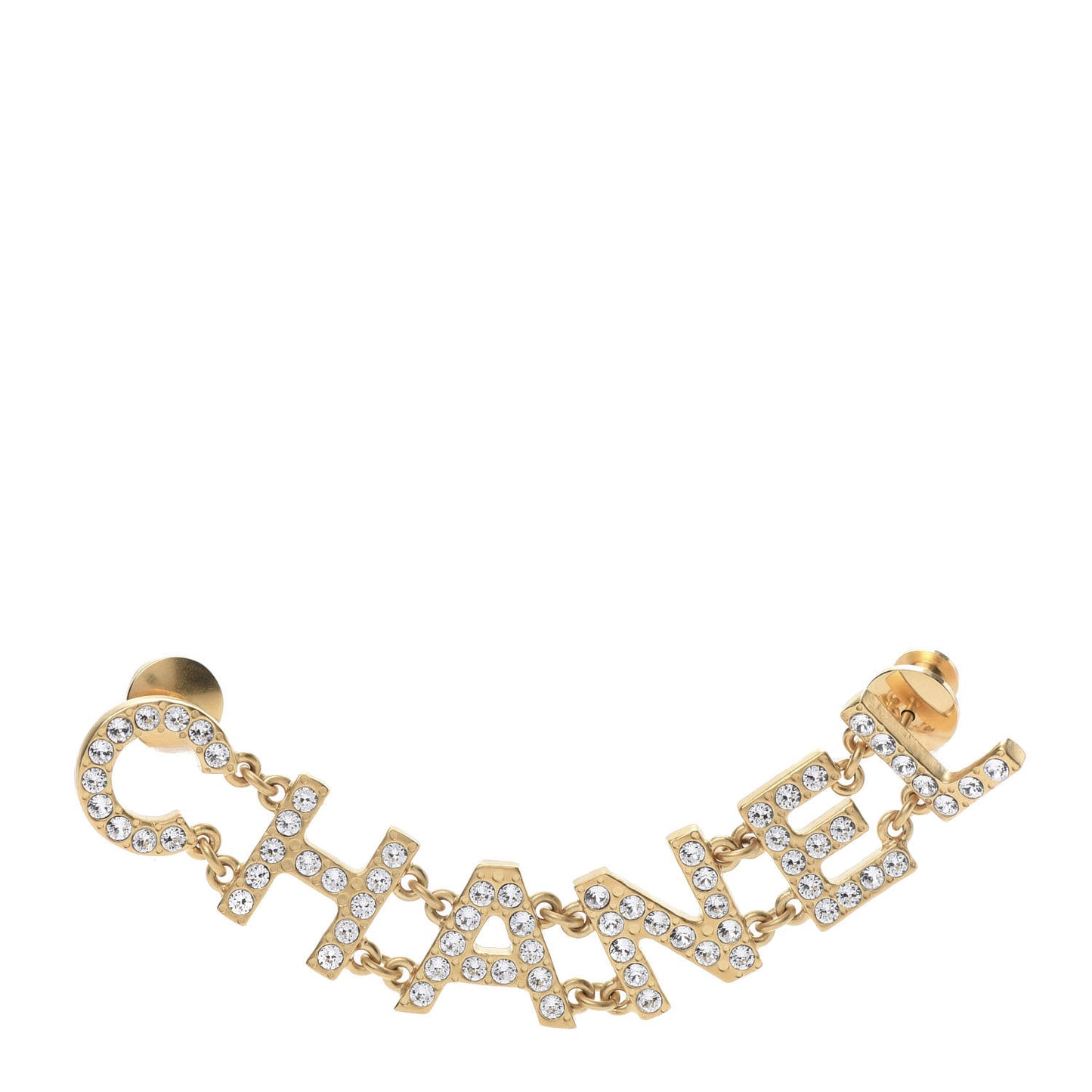 Crystal Logo Brooch Gold