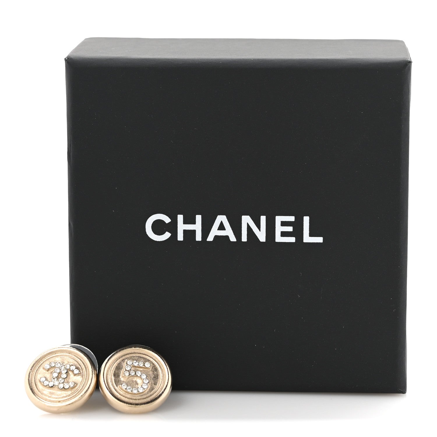 Chanel Crystal CC No 5 Round Earrings Gold 5 of 5