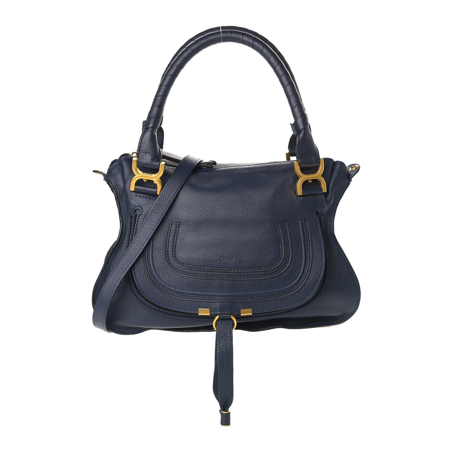 Calfskin Medium Marcie Satchel Navy