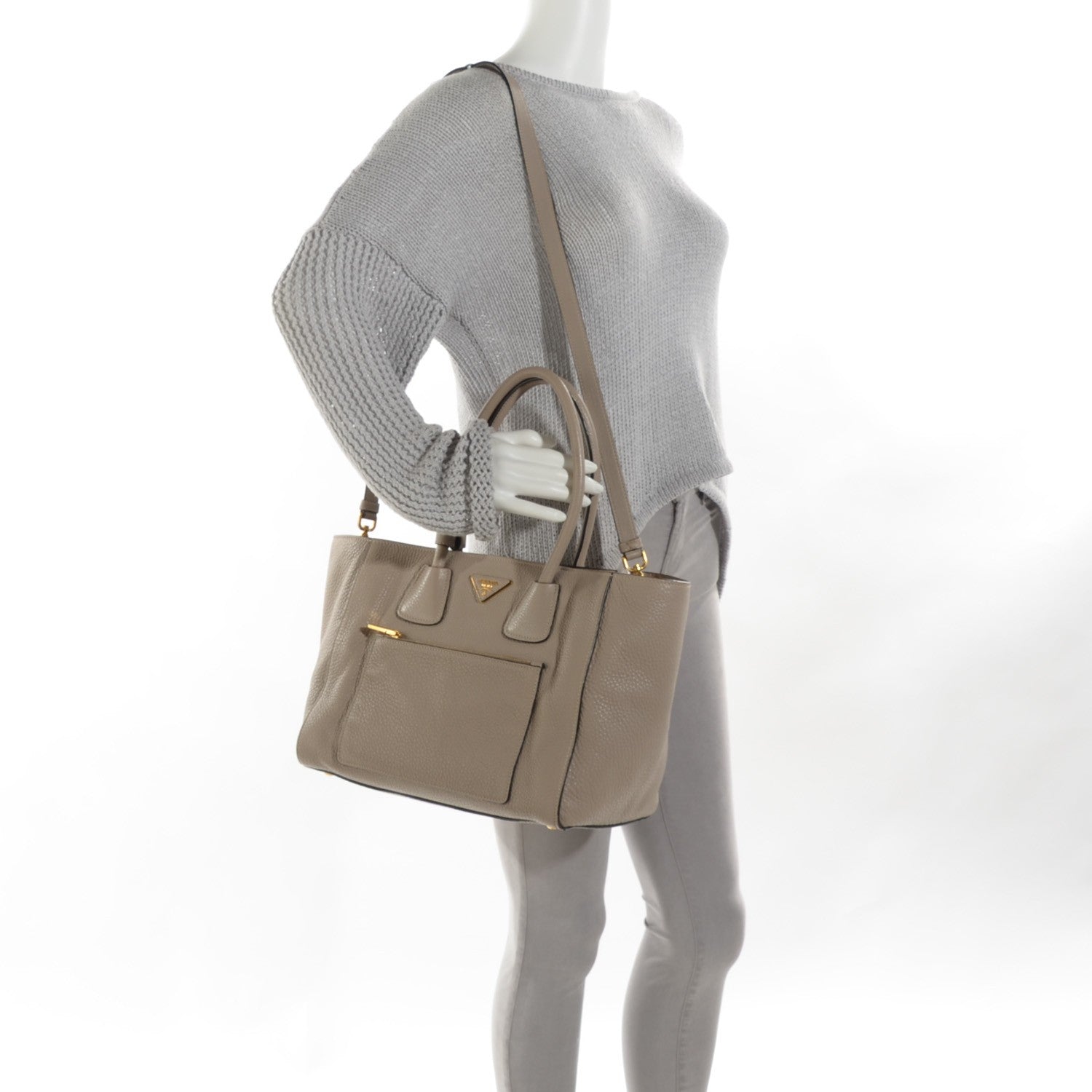 Prada Vitello Daino Shopping Tote Pomice 3 of 10