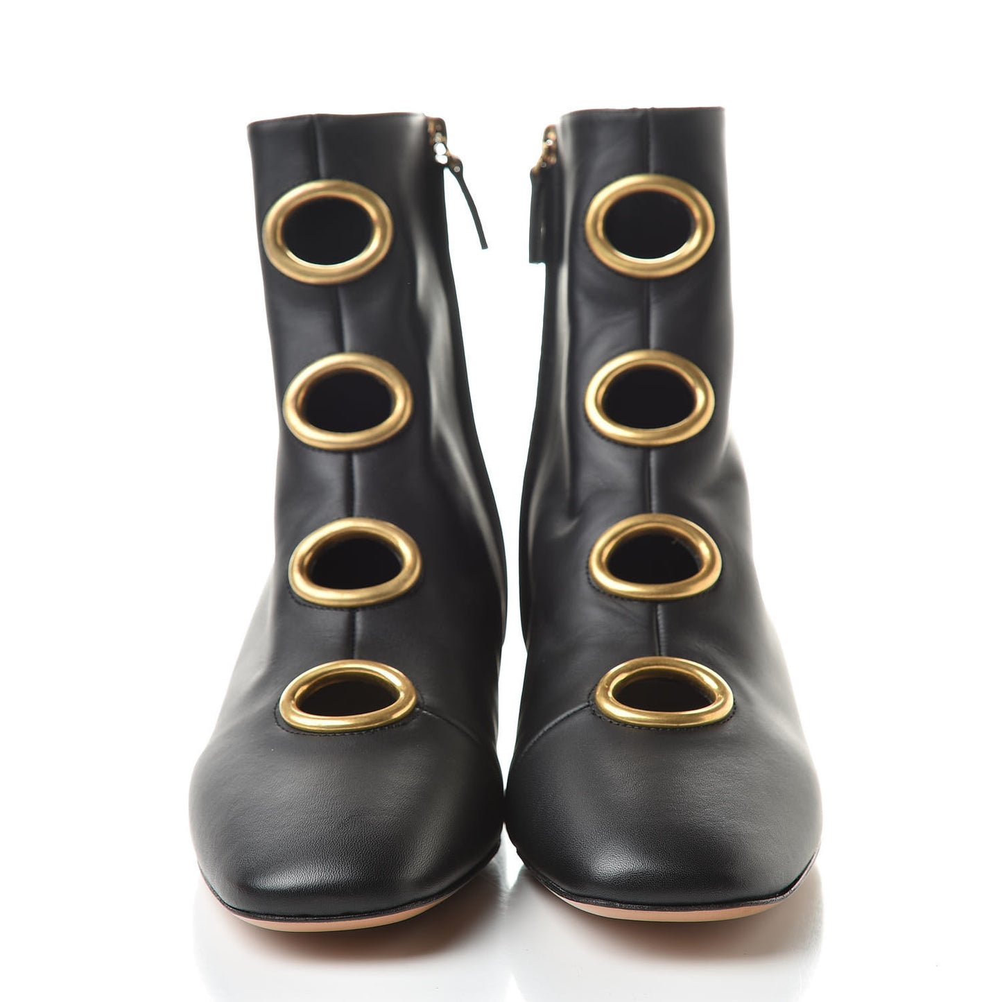 Smooth Calfskin Eyelet Ankle Boots 38.5 Black
