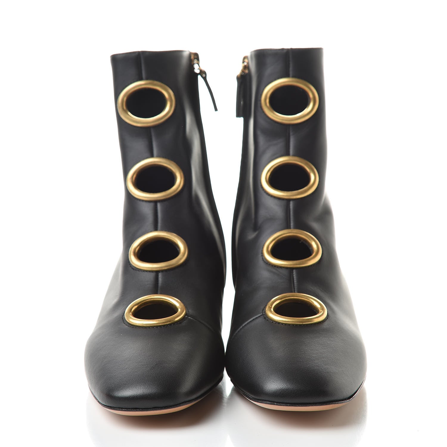 Valentino Garavani Smooth Calfskin Eyelet Ankle Boots 38.5 Black 2 of 9