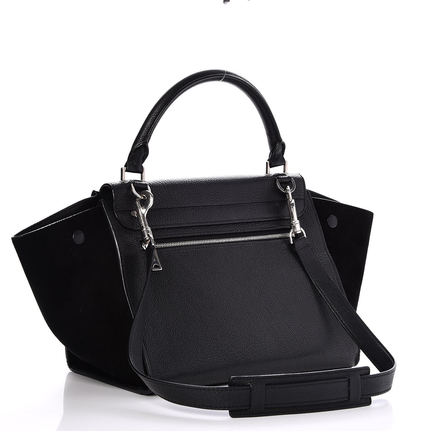 Celine Drummed Calfskin Suede Small Trapeze Black 4 of 7