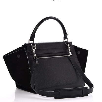Celine Drummed Calfskin Suede Small Trapeze Black 4 of 7