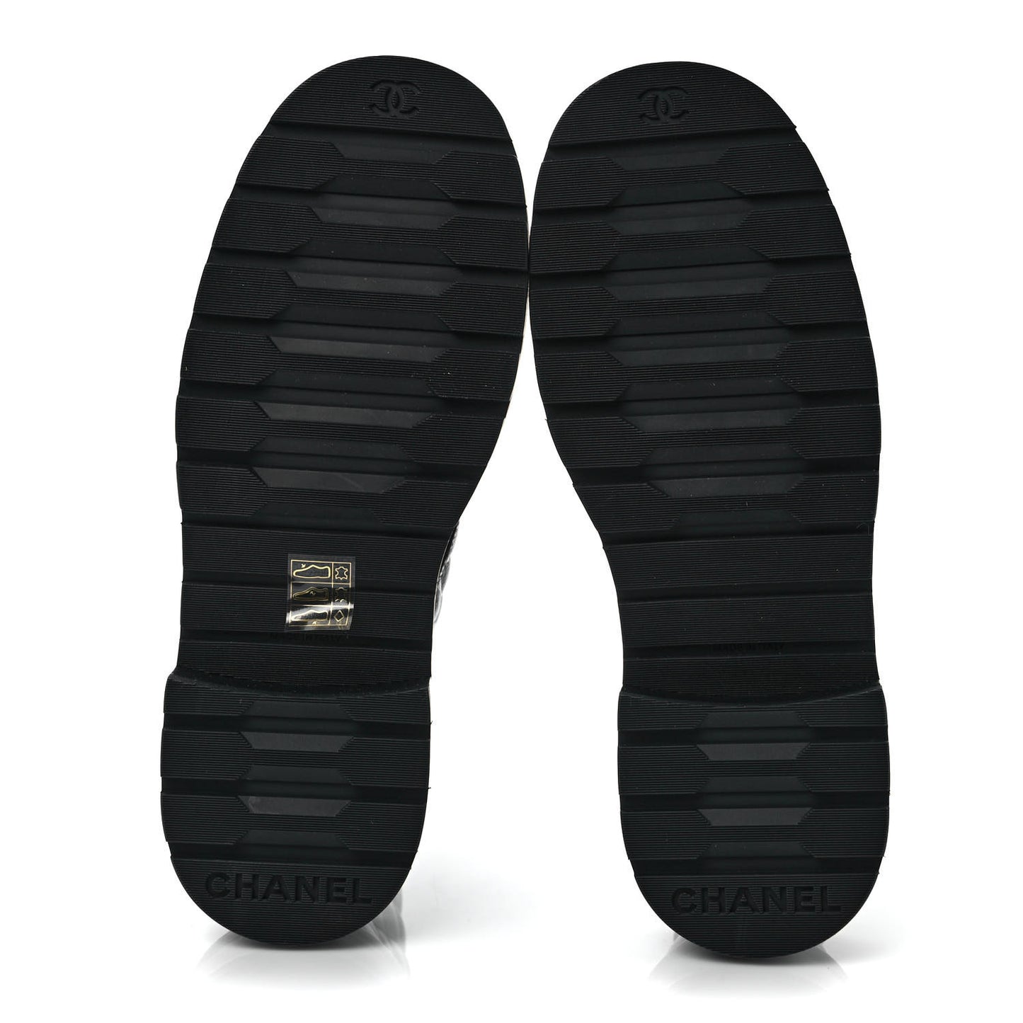 Shiny Calfskin Quilted Lace Up Combat Boots 37.5 Black